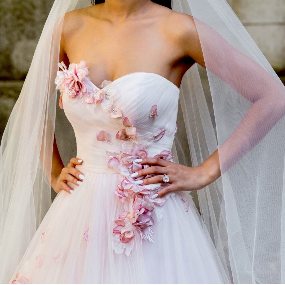 Justin Alexander BLUSH Sweetheart ballgown 9865

Size 4 
Veil included